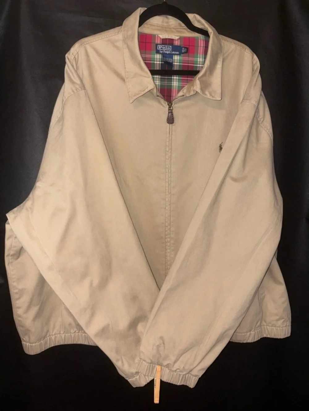 Polo by Ralph Lauren Bi-Swing Windbreaker Jacket 3X Tan Khaki Plaid Lined EUC